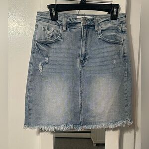 Risen Denim Distressed Skirt